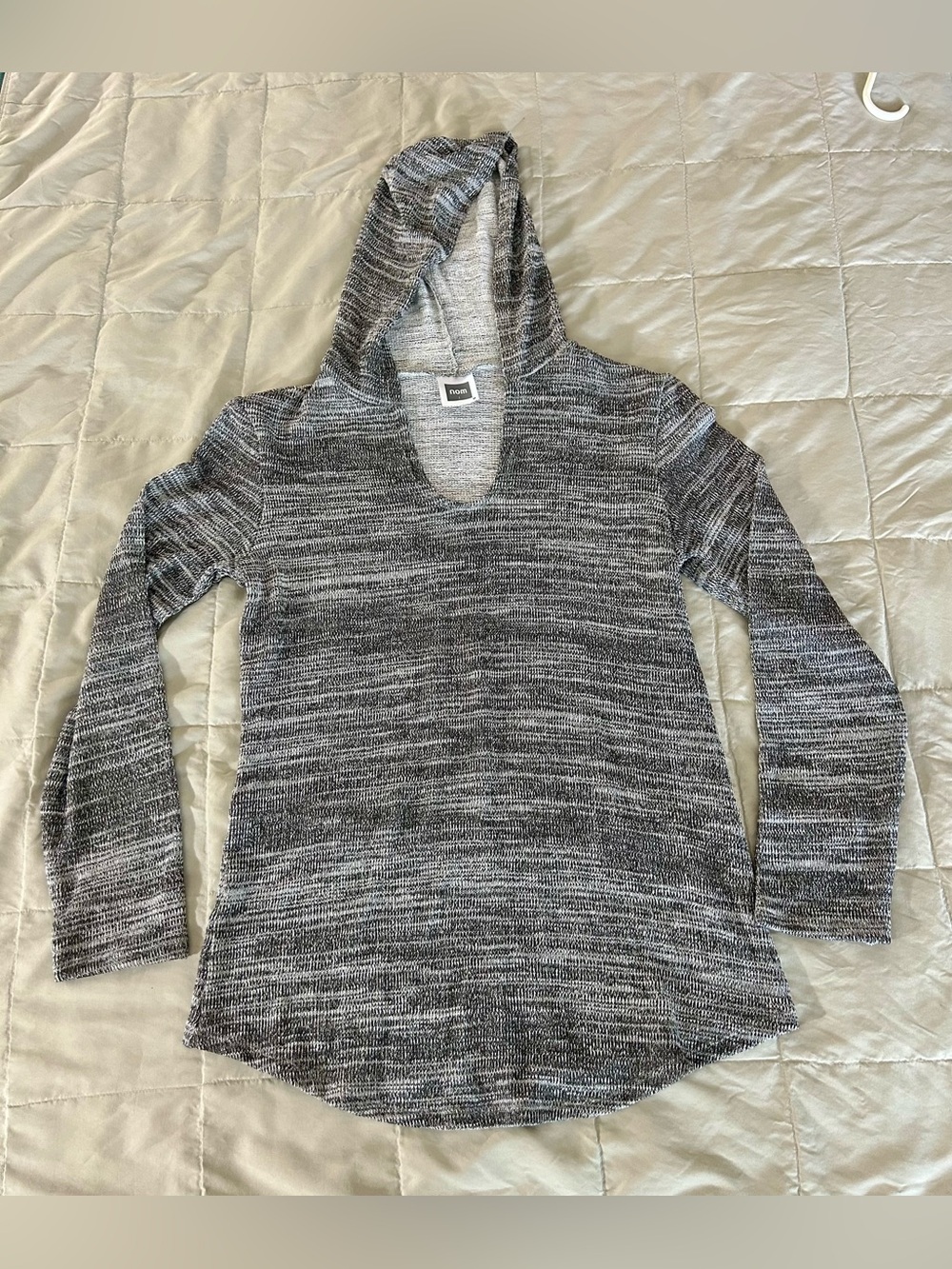 Nom Maternity Marled Gray Knit Hooded Pullover, Women’s Medium